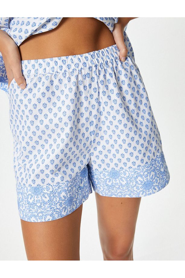 Pijama Altı Şort Çiçekli Pamuklu - 5