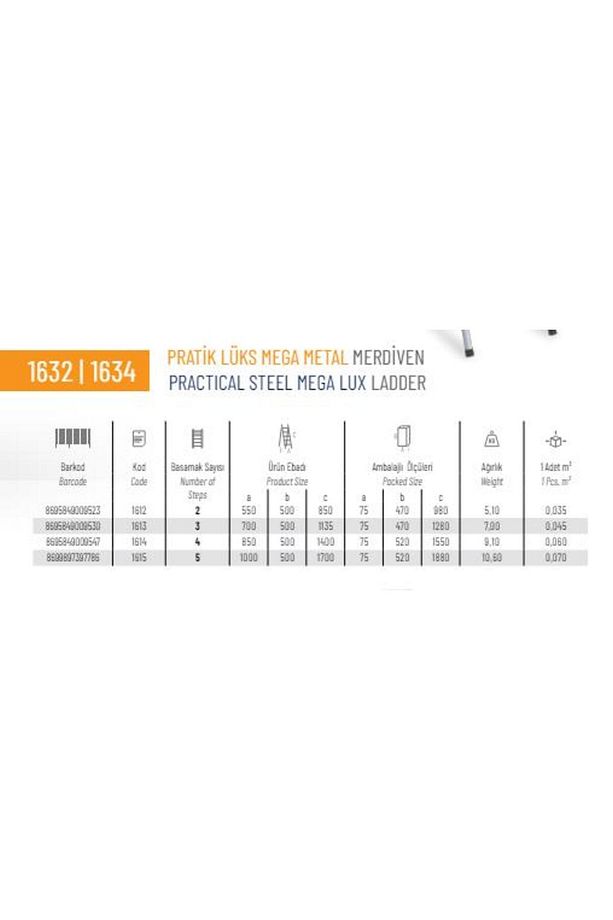 Pratik Geniş 3 Basamaklı Metal Merdiven (SAR1613) - 2