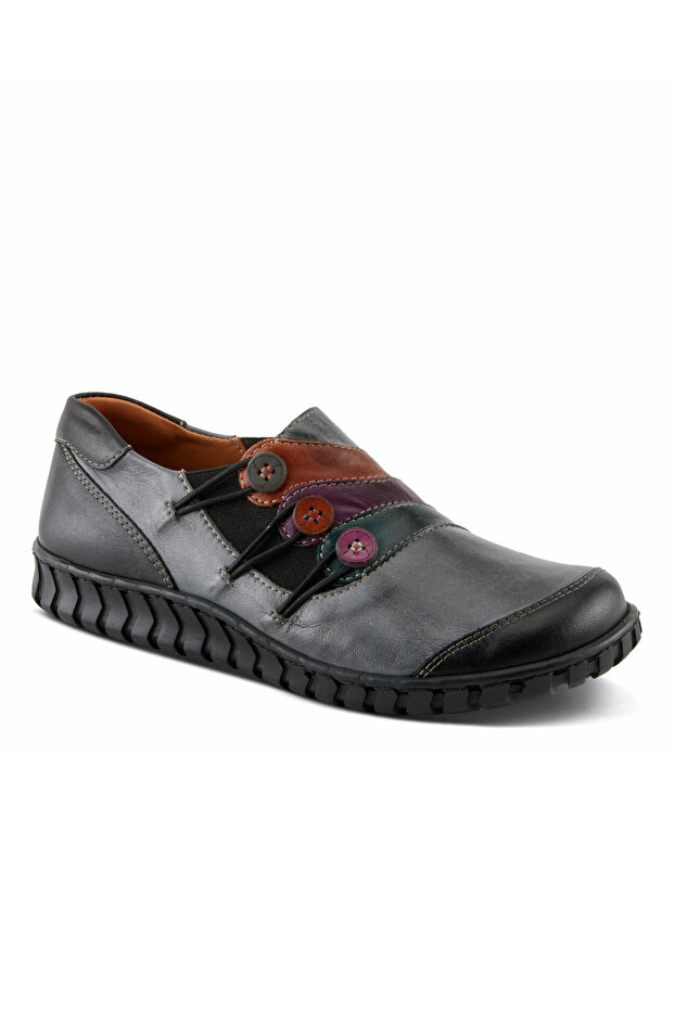 Black & Gray Leather Casual Shoes- Model Adi- Sydney