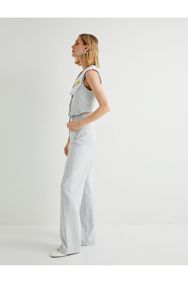 X Tuba Unsal - Buttoned Gingham Trousers