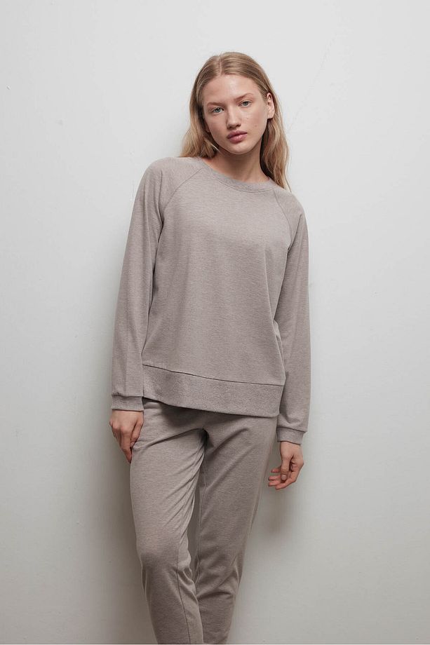 Kadın Pamuklu Reglan Uzun Kollu Pijama Üstü - 2