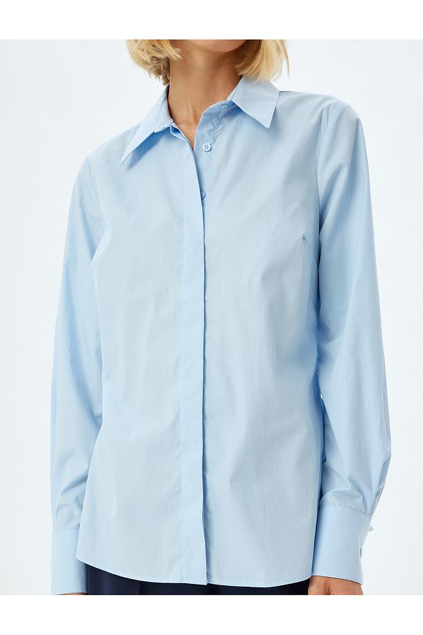 Uzun Kollu Pamuklu Regular Fit Basic Poplin Gömlek - 5