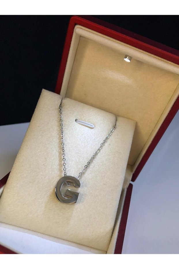 Letter g Three-Dimensional White Steel Women's Necklace in Light Box • for Lover • for Wife • for Mother • for Friend Necklace