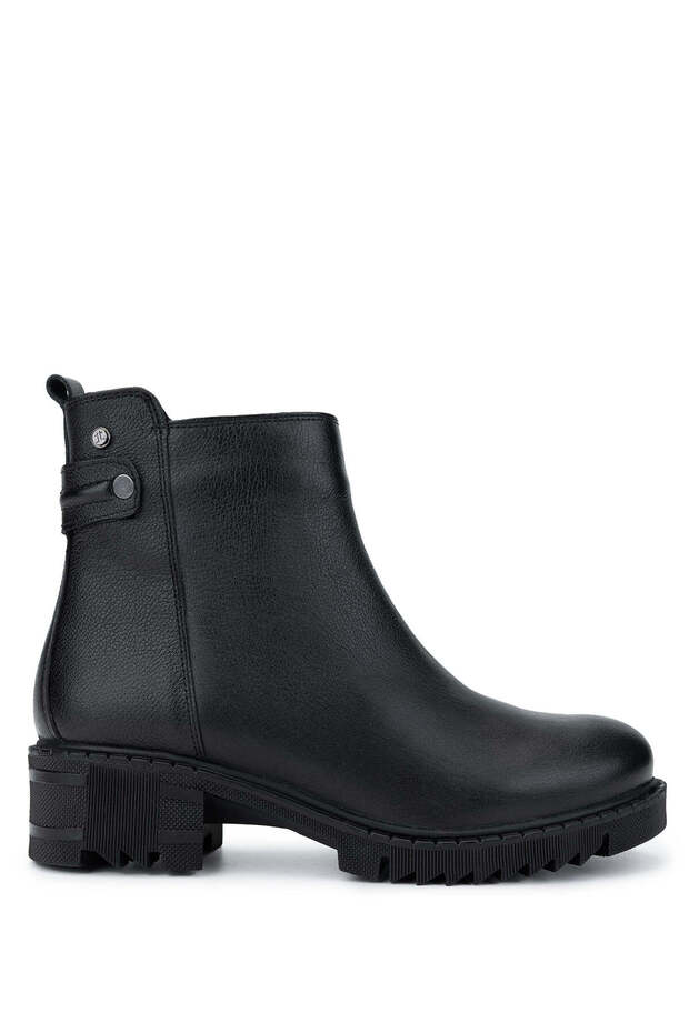 Women's Genuine Leather Black Floater Casual Boots
