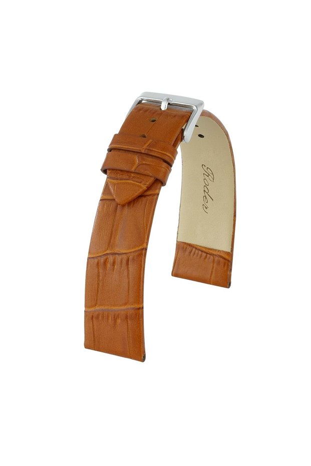 R4147 Genuine Leather Strap - Tan - 18mm Compatible - Patterned and Stylish Design - Unisex