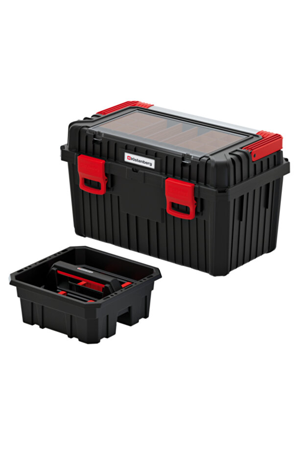 صندوق أدوات ثقيل متعدد المقصورات مكون من 60 قطعة مع مقبض قابل للطي - 5