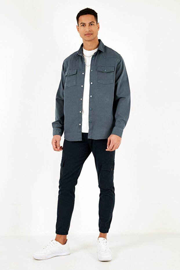 Pamuklu Regular Fit Çift Cepli Gömlek Erkek Gömlek Cf24w116927 - 4