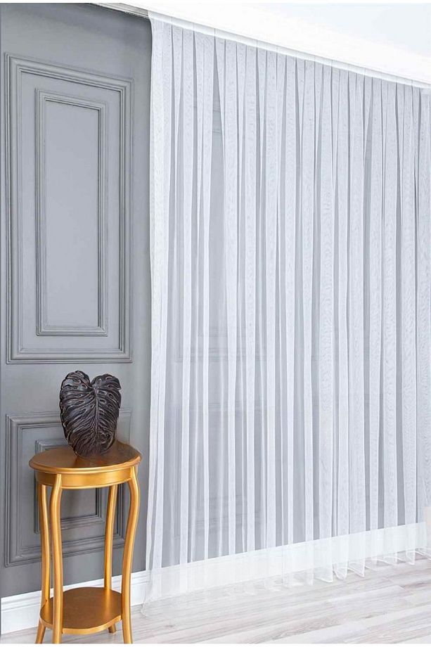 1/3 Pile Oranlı Ütü İstemez Düz Tül Perde - Salon ve Mutfak İçin Modern Tasarım - 6