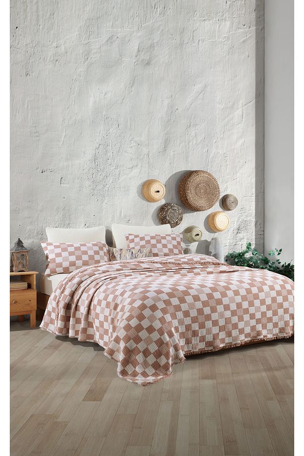 %100 Pamuk Tek Kişilik 160 X 240cm Yatak Örtüsü/1 Adet 50x70cm Yastık 4 Katlı Multi Muslin - 2