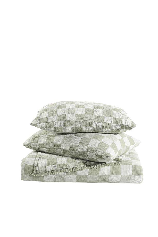Çift Kişilik 230x250cm Yatak Örtüsü/2 Adet 50x70cm Yastık 4 Katlı Multi Muslin %100 Pamuk - 6
