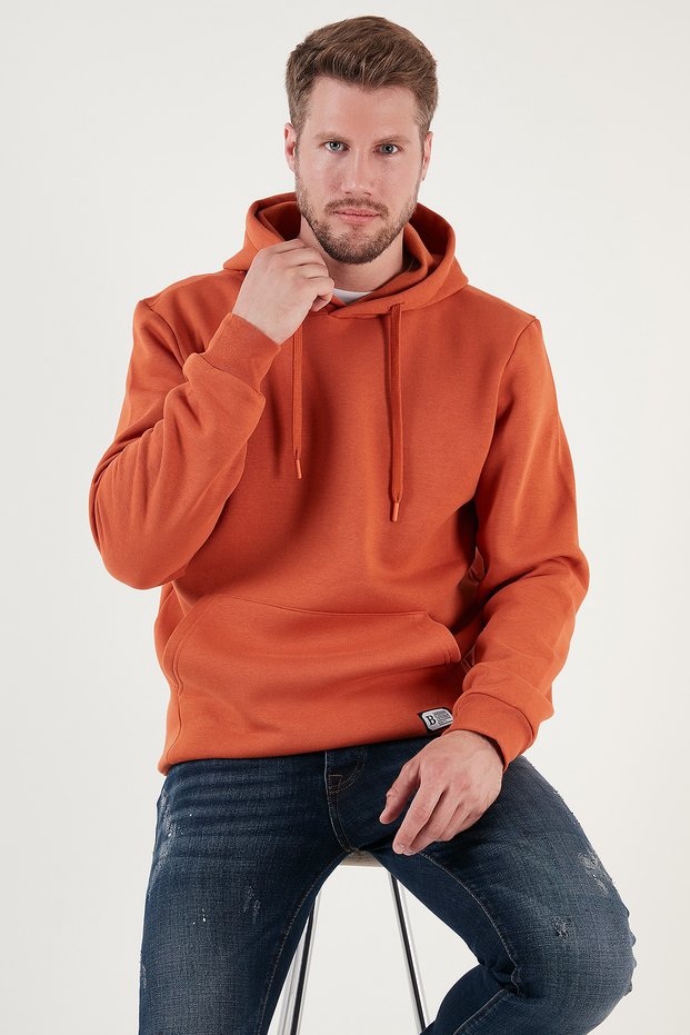 Men's Sweat - Slim Fit, Hooded, Kangaroo Pocket, Furry Inside, Soft Shirt 5905281