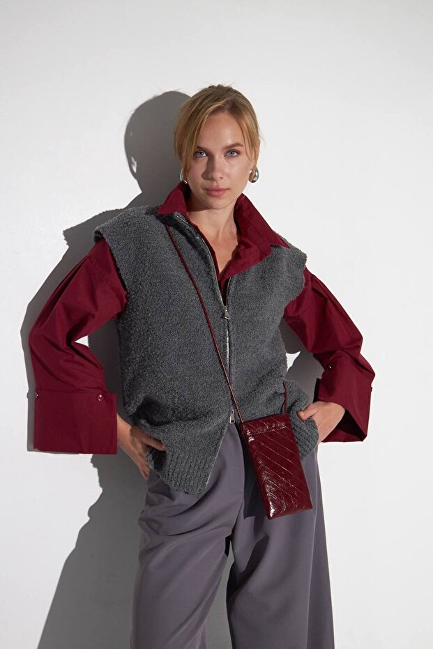 Women Zippered Knitwear Vest