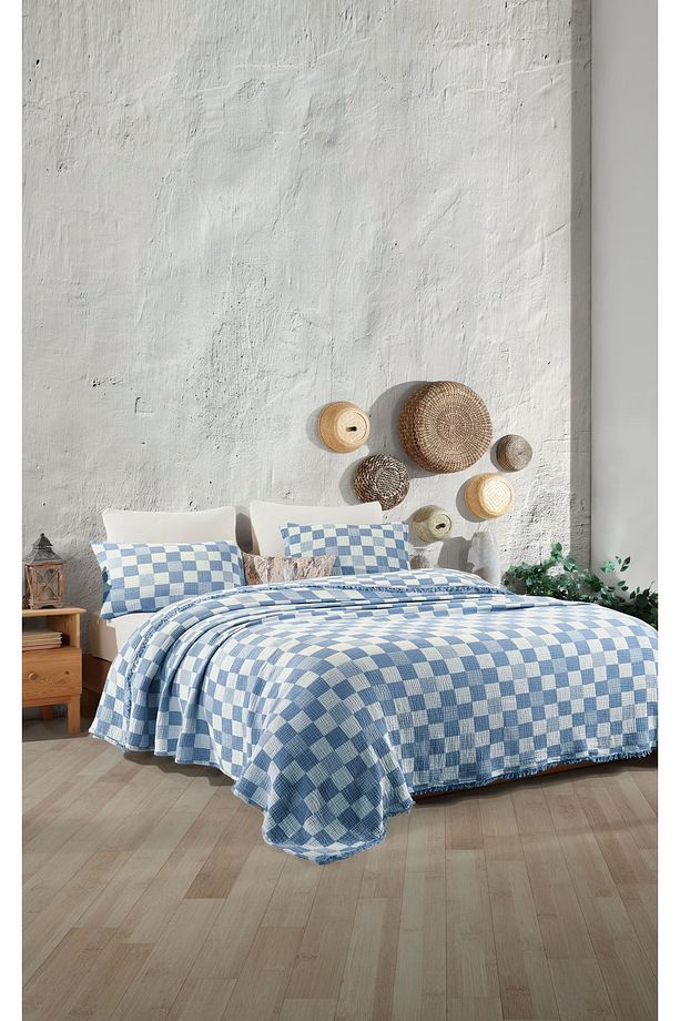 %100 Pamuk Tek Kişilik 160 X 240cm Yatak Örtüsü/1 Adet 50x70cm Yastık 4 Katlı Multi Muslin - 2