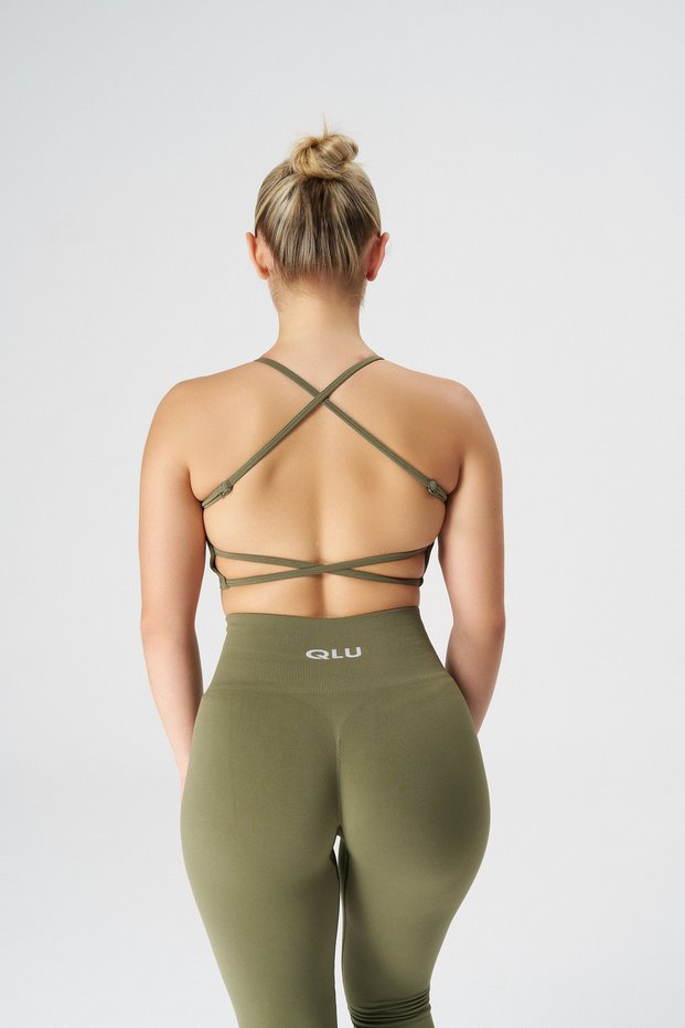 Attractive Collection Women's Khaki Seamless / Seamless Adjustable Drawstring Bra / Sports Bra