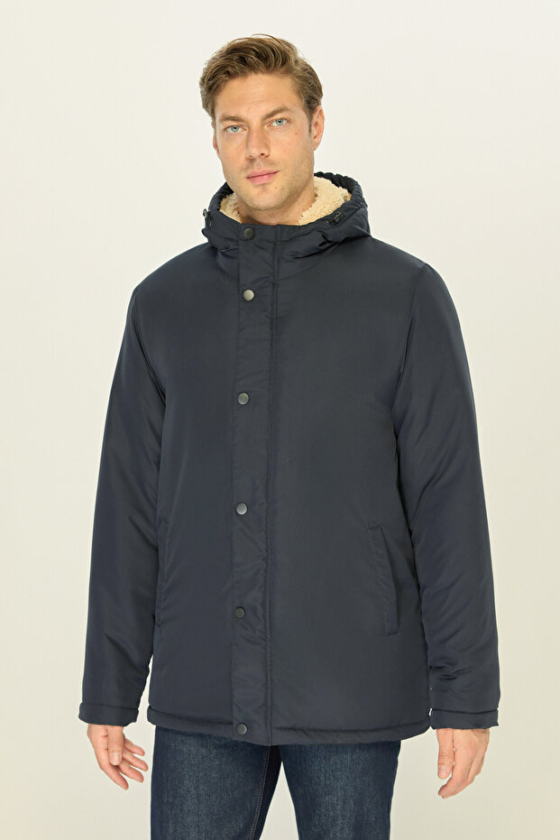 Men's Hooded Furry Windproof Winter Coat & Coat & Parka