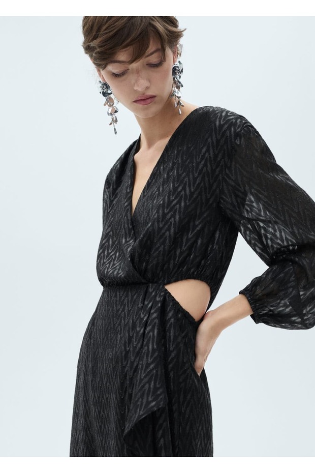 Yanı Yırtmaçlı Anvelop Elbise - 5