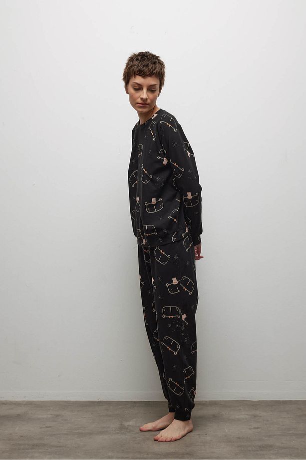 Kadın Pamuklu Uzun Kollu Pijama Üstü - 3