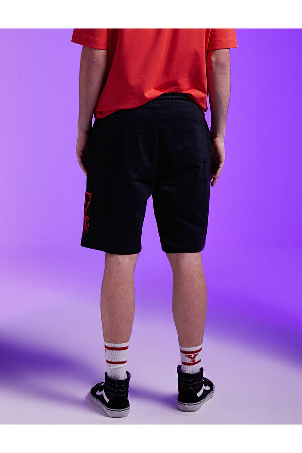 Slim Fit Baskılı Şort - 5