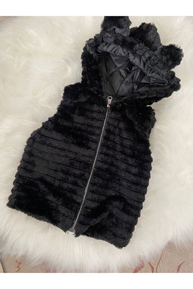 kürklü peluş yelek - 1