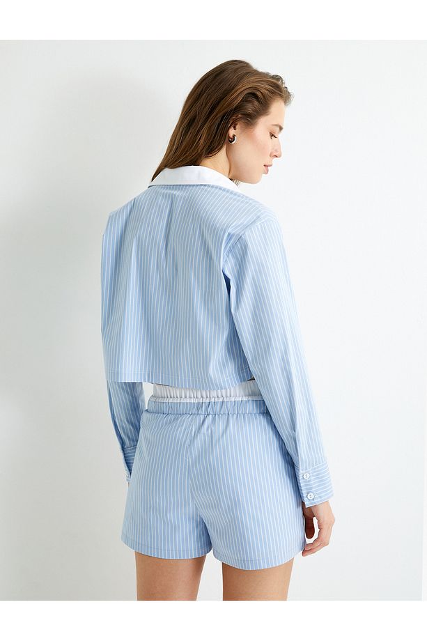 Düğmeli Pijama Üstü Uzun Kollu Pamuklu - 6