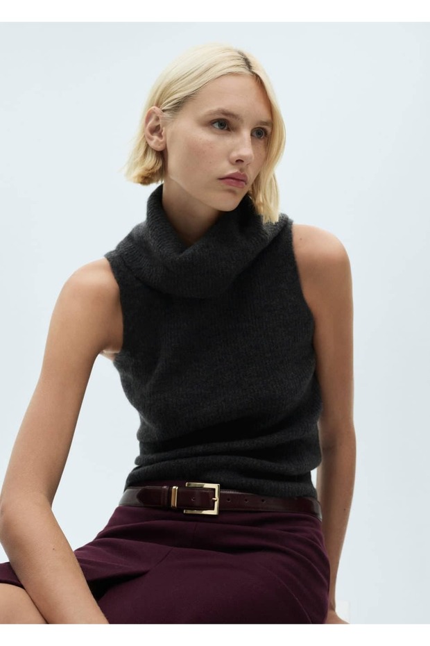 Boğazlı triko bluz - 1