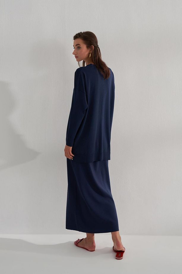 Kısa Rayon Merserize Hırka Lacivert - 3