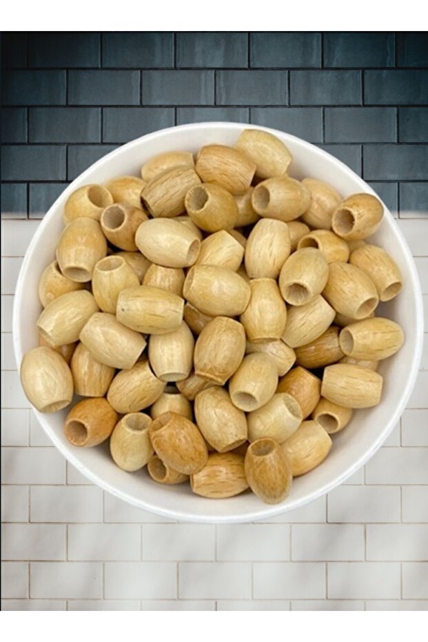 15mm Oval Wooden Varnished Beads - 50 Pieces