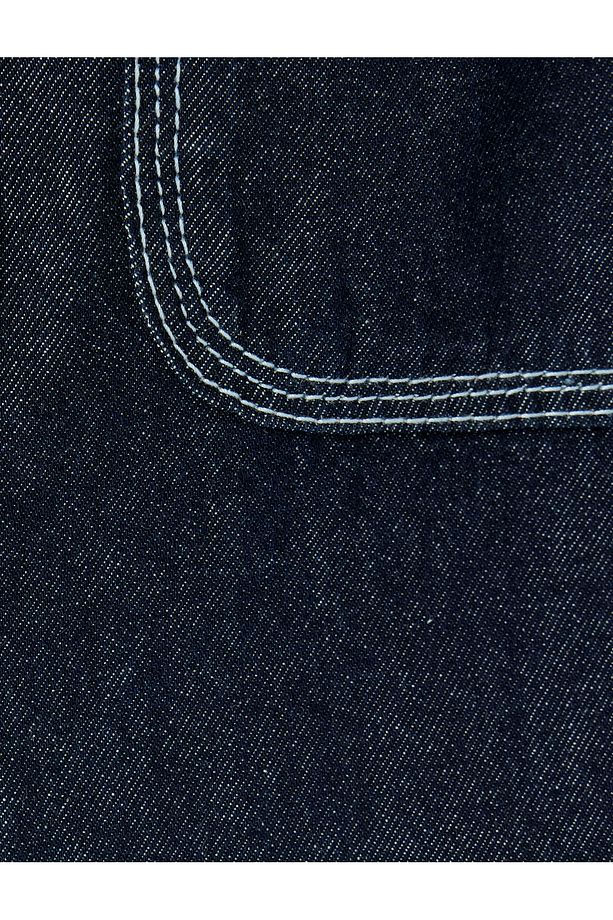 Kot Gömlek Ceket Oversize Cep Detaylı Pamuklu - 7