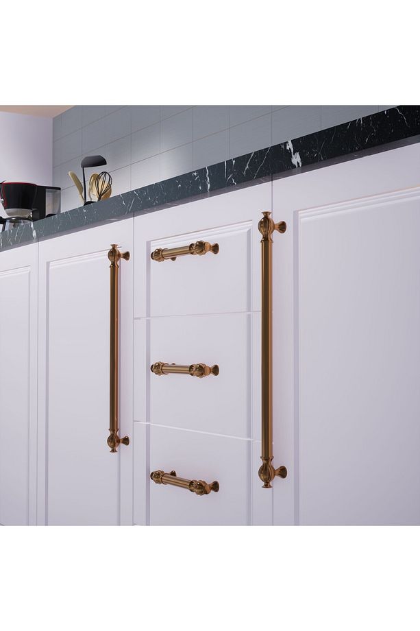 Ebrar Bronz 192 Mm Kulp Lüks Country Mutfak Mobilya Dolap Çekmece Kulpu - 5