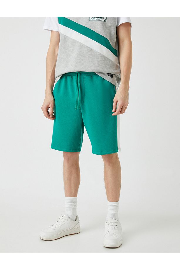 Slim Fit Şeritli Şort - 3