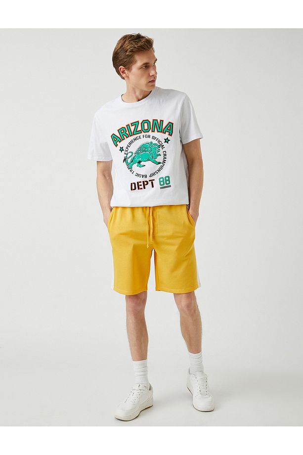 Slim Fit Şeritli Şort - 1