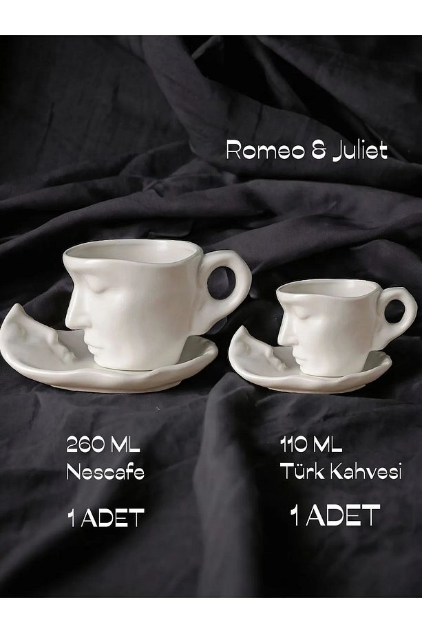 Romeo & Juliet Kupa 2’Li Set - 260 ML ve 110 ML Bardak Kupa Seti Kahve Sunum - 1