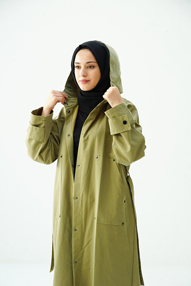 Kapüşonlu Trençkot - 3