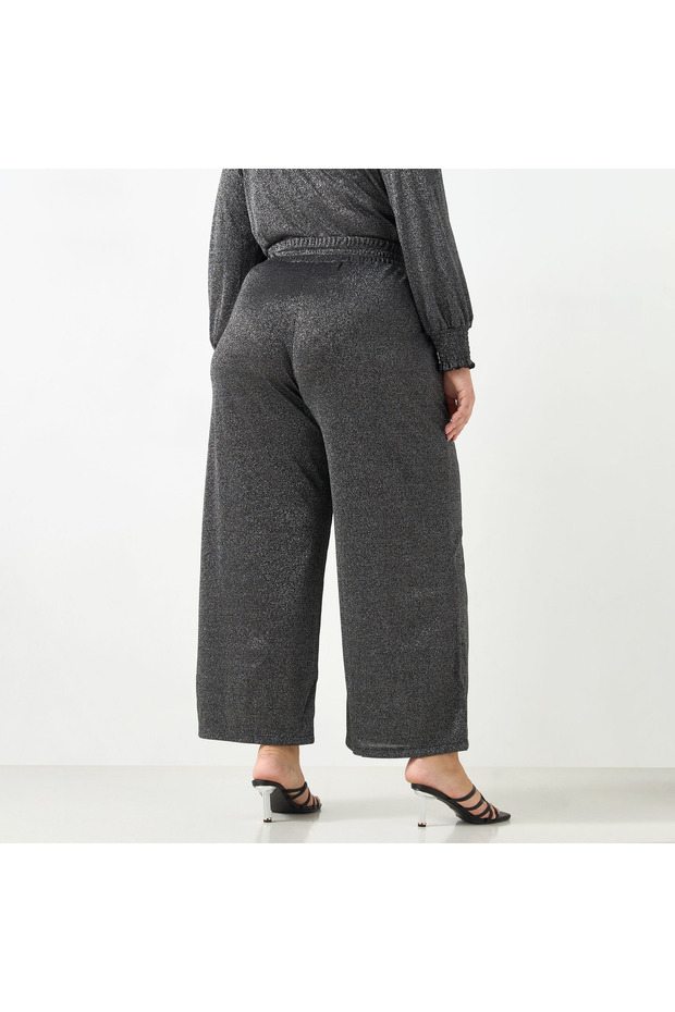 Plus Size Ulla Popken Textured Pants with Drawstring Closure - 3