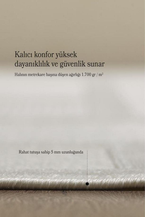 Sisal Krem Oturma Odası Halısı Kolay Temizlenebilir Yumuşak Dokulu ve Kaymaz Taban Şık Salon Halısı - 6