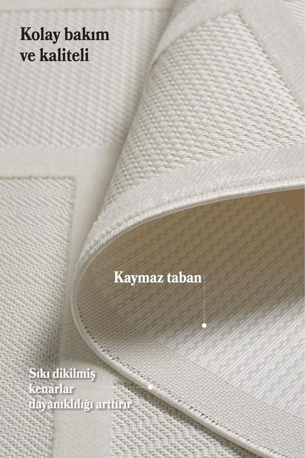 Sisal Krem Oturma Odası Halısı Kolay Temizlenebilir Yumuşak Dokulu ve Kaymaz Taban Şık Salon Halısı - 5