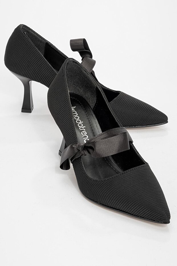 Ribbon women's high heel shoes black