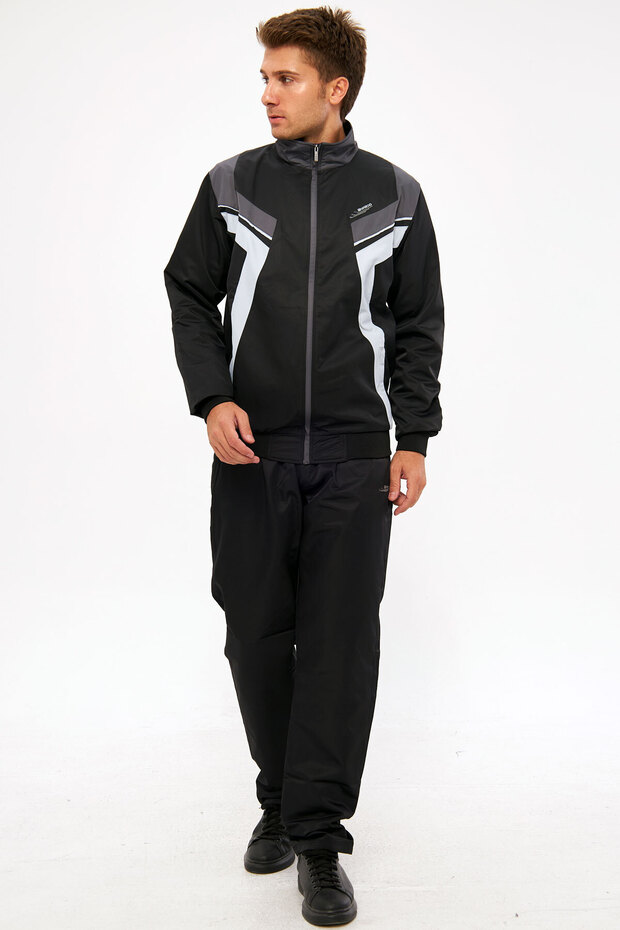Men's Black Half Turtleneck Straight Leg Zippered Marathon Tracksuit Set Edy2637S