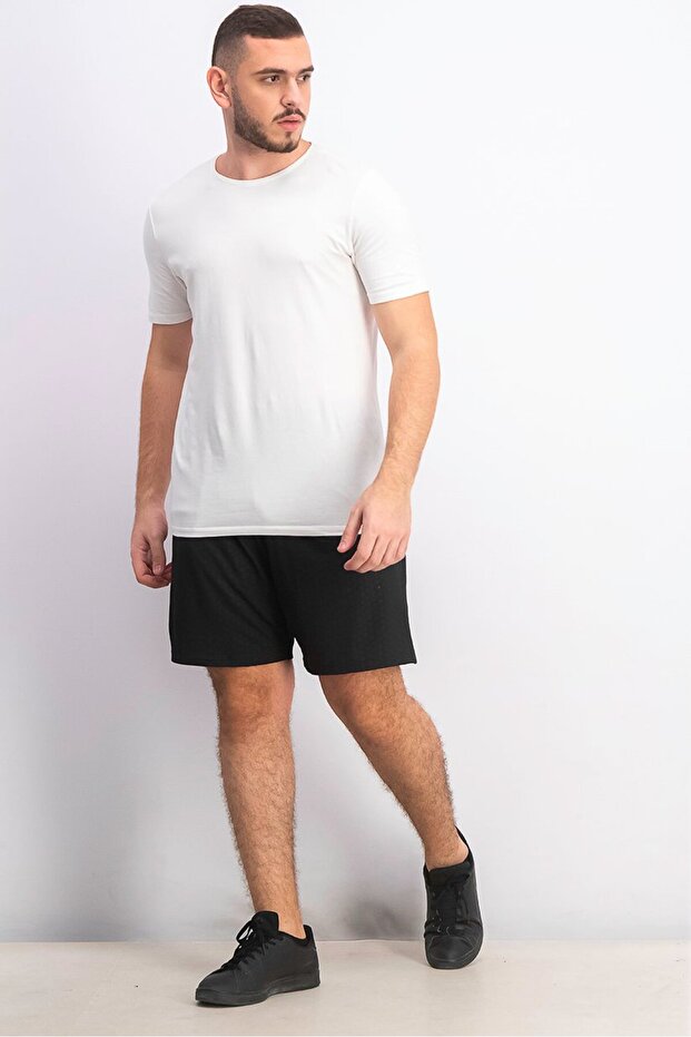 Men Printed Drawstring Pull,on Short, Embossed Black - 3