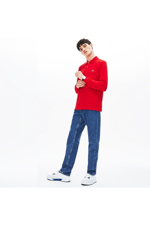 Erkek Classic Fit Uzun Kollu Kırmızı L1212 Polo - 6