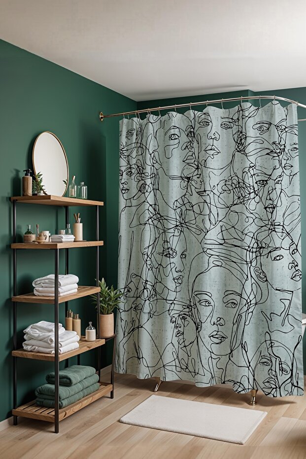 Bathroom Curtain, Abstract Women Pattern Shower Curtain, Bathtub Curtain 175X200Cm