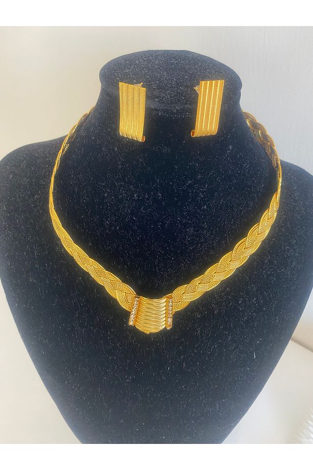 Altın Kaplama Hasır Modeli Kolye Set - 1