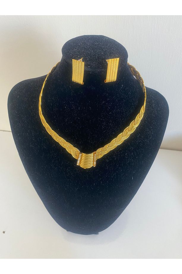Altın Kaplama Hasır Modeli Kolye Set - 2