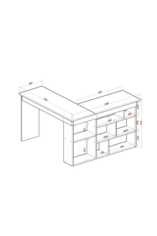Pera Raflı Çalışma Masası Antrasit - 3