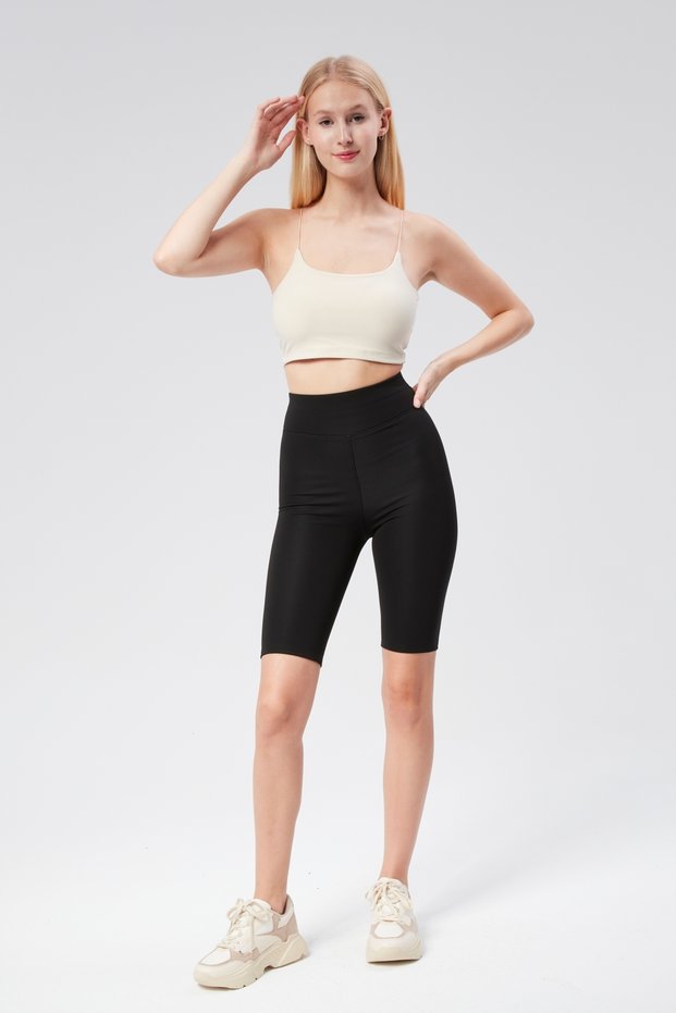 Women's Winter Black High Waist Gathering Leggings with Fleece Inside