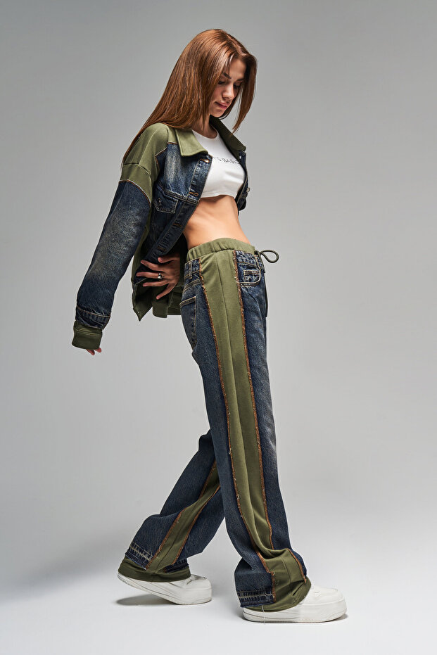 Kadın Örme Denim Karışımlı Loose Fit Tasarım Denim - 2