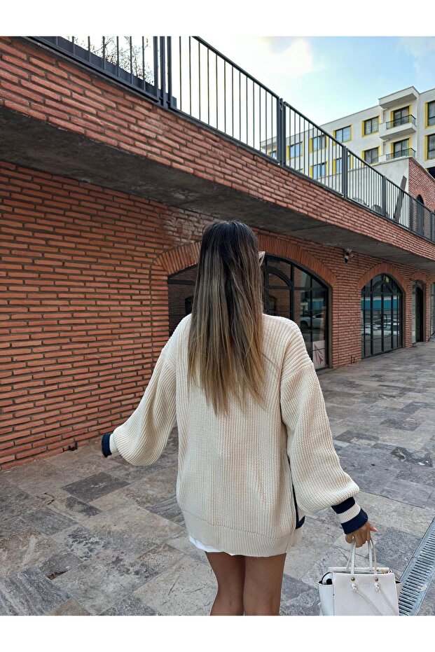 Knitted Pocket Striped Cardigan - 5