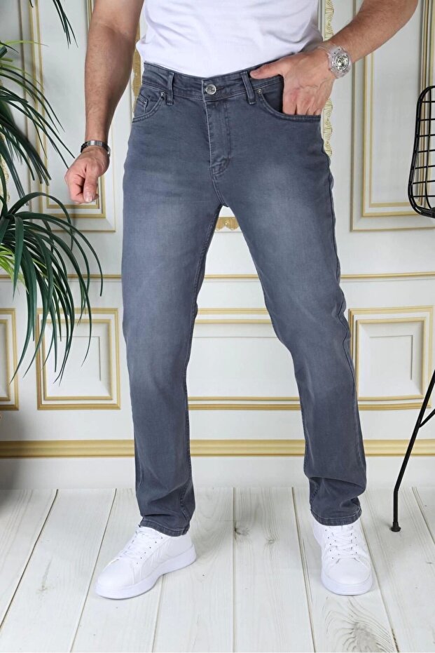 Men's Gray Regular Fit Comfortable Cut Flexible Lycra Denim Jeans Stylish Denim Trousers