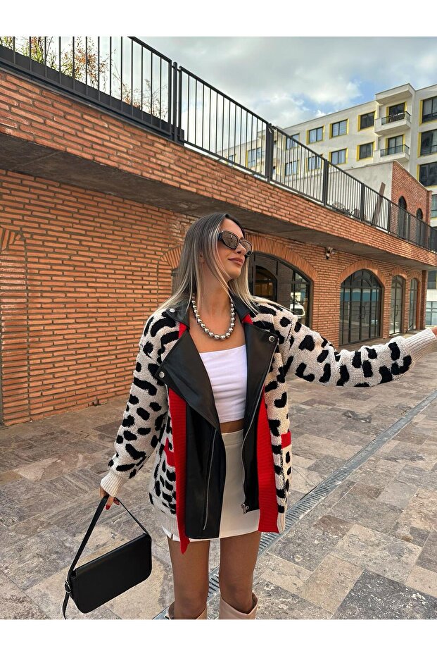 Leather Detailed Leopard Jacket - 4