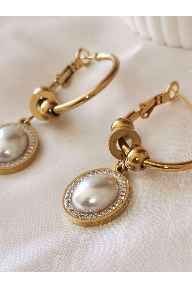 Jewelled Steel Ring Women's Earrings